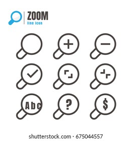 Different zoom icons set. Design elements on white background. logo. symbol