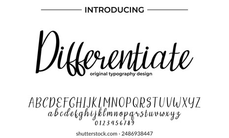 Differentiate Font Stylish brush painted an uppercase vector letters, alphabet, typeface