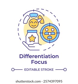 Differentiation focus multi color concept icon. Unique needs and preferences. Business competitive advantage. Round shape line illustration. Abstract idea. Graphic design. Easy to use in article