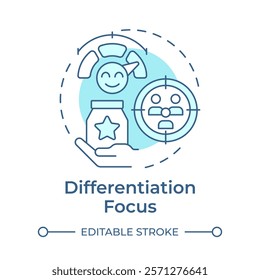 Differentiation focus soft blue concept icon. Unique needs and preferences. Business competitive advantage. Round shape line illustration. Abstract idea. Graphic design. Easy to use in article
