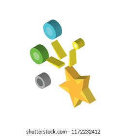 Differentiation isometric left top view 3D icon