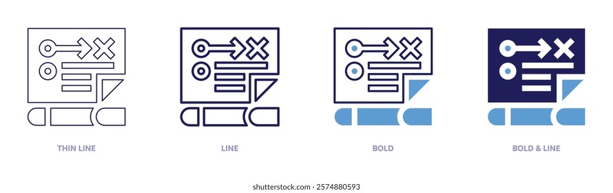 Differentiation strategy icon in 4 different styles. Thin Line, Line, Bold, and Bold Line. Duotone style. Editable stroke.