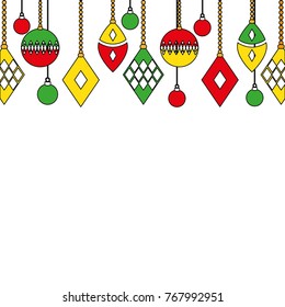differents balls hanging decoration christmas