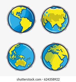differents parts to earth planet in the space