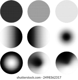 Differnet halftone design elements in black and white