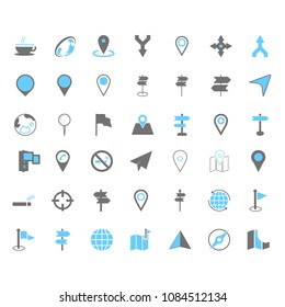 Differrent icons set about maps. Vector illustration on white background.
