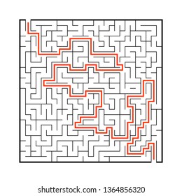 Difficult big maze. Game for kids and adults. Puzzle for children. Labyrinth conundrum. Find the right path. Flat vector illustration