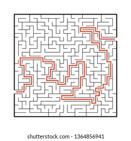 Difficult big maze. Game for kids and adults. Puzzle for children. Labyrinth conundrum. Find the right path. Flat vector illustration