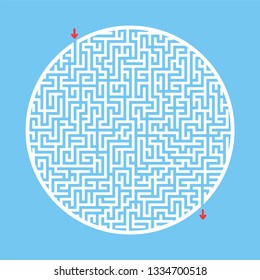 Difficult big round labyrinth. Game for kids and adults. Puzzle for children. Labyrinth conundrum. Flat vector illustration