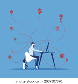 Difficult choice concept, man makes business decisions, finding the right direction for development