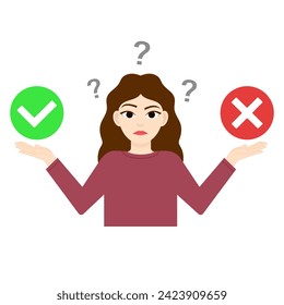 Difficult choice. Shoulders and arms raised