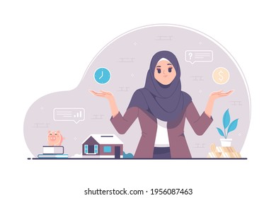 opciones difíciles que confunden decisiones con una hijab islámica