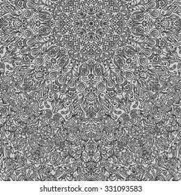 difficult circular pattern composed of curls and spirals drawn vector background carpet gray