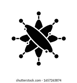 Difficult connection black icon, concept illustration, vector flat symbol, glyph sign.