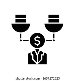 Difficult decision black icon, concept illustration, vector flat symbol, glyph sign.