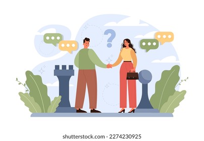 Difficult decision-making concept set. Multiple options dilemma, problem of strategy vision. Confused character trying to find a solution. Flat vector illustration
