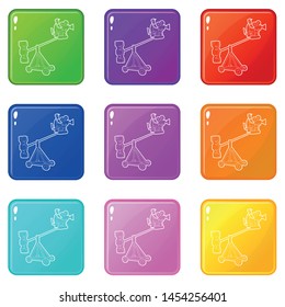Difficult filming icons set 9 color collection isolated on white for any design
