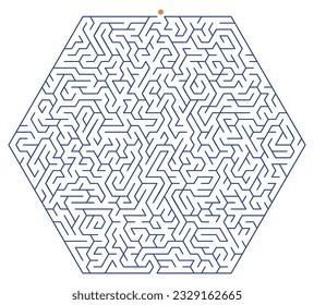 Difficult hexagonal maze. Hard hexagonal vector labyrinth