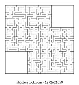 Difficult large square maze. Game for kids and adults. Puzzle for children. Labyrinth conundrum. Flat vector illustration isolated on white background
