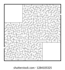 Difficult large square maze. Game for kids and adults. Puzzle for children. Labyrinth conundrum. Flat vector illustration isolated on white background