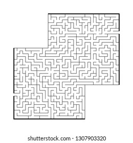 Difficult large square maze. Game for kids and adults. Puzzle for children. Labyrinth conundrum. Flat vector illustration isolated on white background