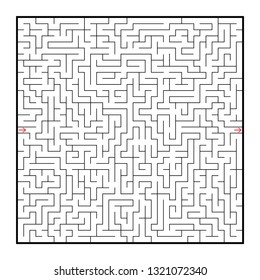 Difficult large square maze. Game for kids and adults. Puzzle for children. Labyrinth conundrum. Flat vector illustration isolated on white background