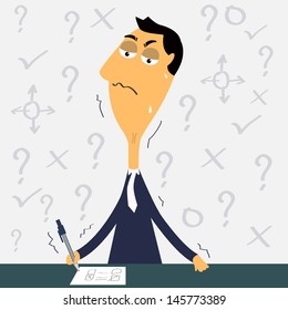 It is difficult to make decision!  Vector illustration.