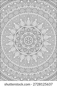 Difícil Diseño De Mandala Página Para Colorear Para Adulto Floral Line Clipart Vector
