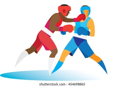 difficult match of two experienced boxers