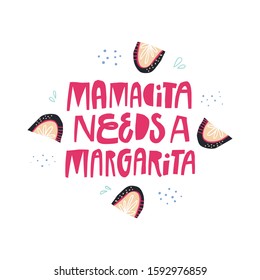 Difficult motherhood slogan with spanish slang illustration