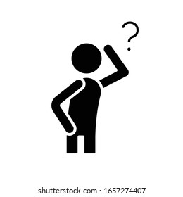 Icono negro de pregunta difícil, ilustración conceptual, símbolo plano vectorial, signo de glifo.