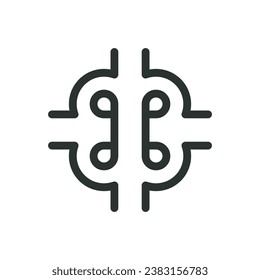 Difficult road junction isolated icon, top view of highway road junctions vector icon with editable stroke