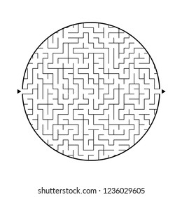 Difficult round labyrinth. Game for kids. Puzzle for children. One entrance, one exit. Maze conundrum. Flat vector illustration isolated on white background.