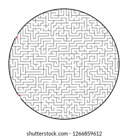 Difficult round labyrinth. Game for kids and adults. Puzzle for children. Labyrinth conundrum. Flat vector illustration isolated on white background