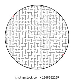 Difficult round labyrinth. Game for kids and adults. Puzzle for children. Labyrinth conundrum. Flat vector illustration isolated on white background