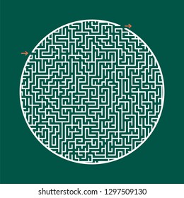 Difficult round labyrinth. Game for kids and adults. Puzzle for children. Labyrinth conundrum. Flat vector illustration isolated on color background
