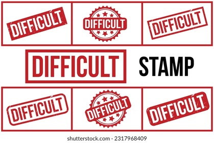 Difficult rubber grunge stamp set vector
