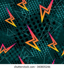 Difficult seamless pattern with lightning green and yellow