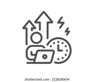 Difficult Stress Grows Line Icon. Work Pressure Sign. Mental Health Symbol. Quality Design Element. Linear Style Difficult Stress Icon. Editable Stroke. Vector