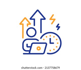 El estrés difícil aumenta el icono de la línea. Signo de presión de trabajo. Símbolo de salud mental. Concepto colorido del contorno de línea delgada. Icono de estrés difícil de estilo lineal. Trazo editable. Vector