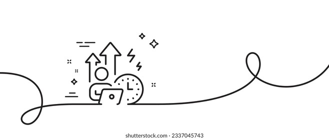 Difficult stress grows line icon. Continuous one line with curl. Work pressure sign. Mental health symbol. Difficult stress single outline ribbon. Loop curve pattern. Vector
