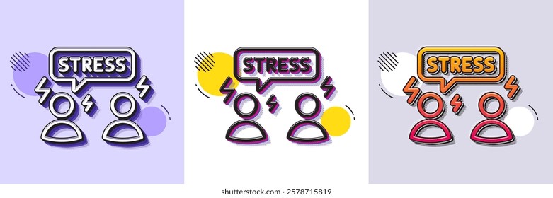 Difficult stress line icon. Halftone dotted pattern. Gradient icon with grain shadow. Anxiety depression sign. Mental health symbol. Line difficult stress icon. Various designs. Vector