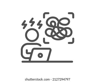 Schwieriges Stresssymbol. Online-Psychologie-Zeichen. Verwirrtes Symbol für psychische Gesundheit. Qualitätsdesign-Element. Stresssymbol im linearen Stil. Bearbeitbarer Strich. Vektorgrafik