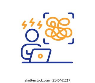 Difficult stress line icon. Online psychology sign. Confused mental health symbol. Colorful thin line outline concept. Linear style difficult stress icon. Editable stroke. Vector