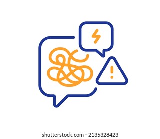 Difficult stress line icon. Psychology chat sign. Mental health messy symbol. Colorful thin line outline concept. Linear style stress icon. Editable stroke. Vector