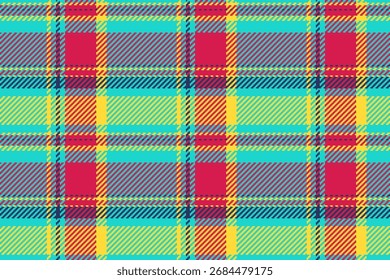Fondo de tela de tartán difícil, textura de patrón de tela a cuadros. Vector a cuadros textil sin costuras de algodón en paleta de colores verde azulado y rojo.