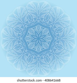 Difficult vector round ornament. Elegant thin design, heavenly color.
