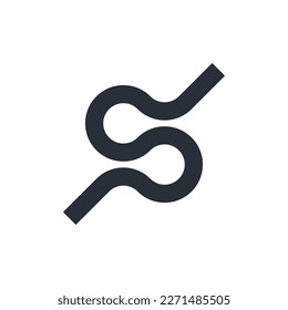 Difficult, winding path. Vector linear icon isolated on white background.