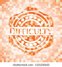 Difficulty abstract orange mosaic emblem