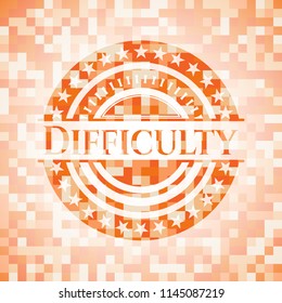 Difficulty abstract orange mosaic emblem